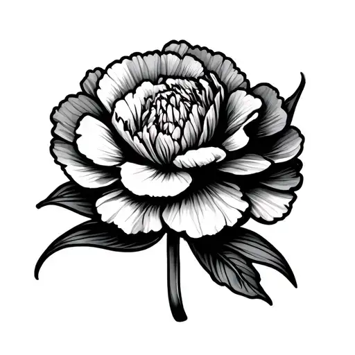 carnation flower tattoo with the name Dakota very well discreetly hidden in the curvature of the carnation petal tattoo design idea