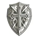 cross inside shield engraved tattoo design idea