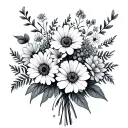 Birth Flower bouquet July August May march tattoo design idea