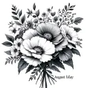 Birth Flower bouquet July August May march tattoo design idea