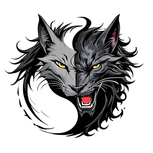 srt hellcat and demon yin and yang tattoo design idea