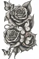 rose with butterfly and fire lily and calla lily and rose flower tattoo design idea