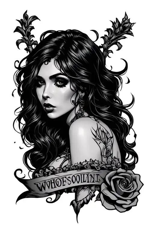 Whore themed tattoo tattoo design idea