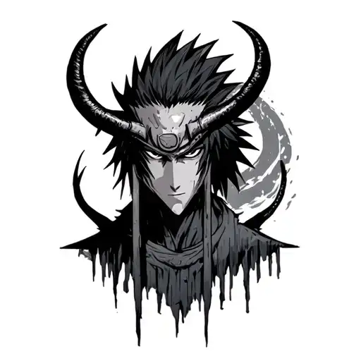 OBITO UCHIHA UP FINALLY, HAVE IN ITS HALF DEVIL FORM WITH A WOOD BELOW tattoo design idea