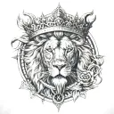 crown lion 3rd eye compass rose surrounded tattoo design idea