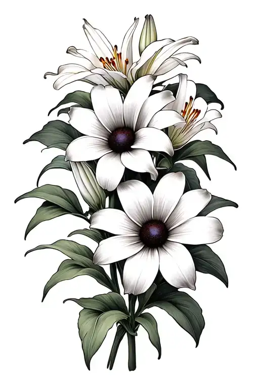black eyed Susan with day lillies tattoo design idea