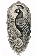 Peacock, Rose, World Map, Upper Arm tattoo design idea