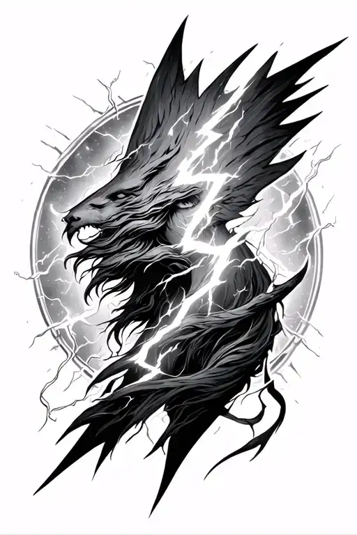 saggitarius and thunder lightning bolt striking tattoo design idea