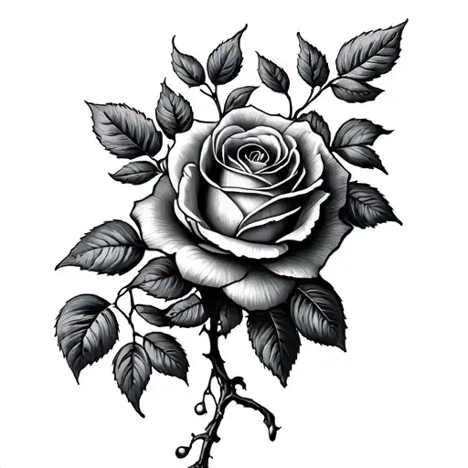 climbing rose vine tattoo design idea
