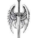 st michael sword one angel wing tattoo design idea