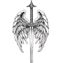 st michael sword one angel wing tattoo design idea