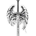 st michael sword one angel wing tattoo design idea
