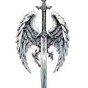 st michael sword one angel wing tattoo design idea