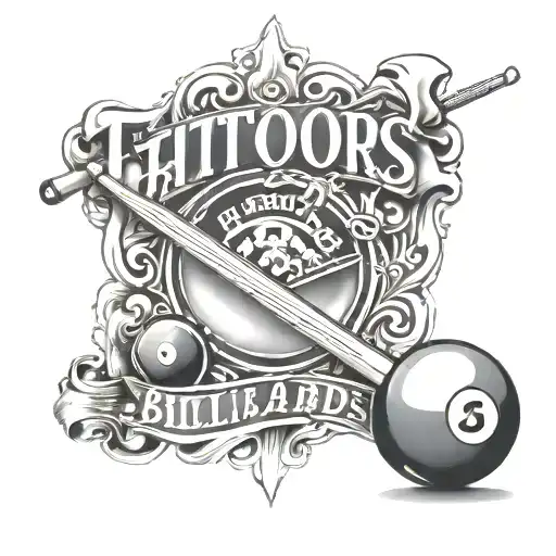Tattoo , billiards , with action king written inside tattoo design idea