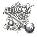 Tattoo , billiards , with action king written inside tattoo design idea
