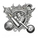 Tattoo , billiards , with action king written inside tattoo design idea