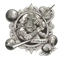 Tattoo , billiards , with action king written inside tattoo design idea
