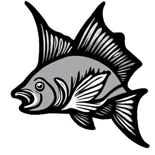 Outline map of Reunion Island with fish astro sign tattoo design idea