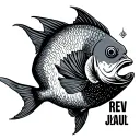 Outline map of Reunion Island with fish astro sign tattoo design idea