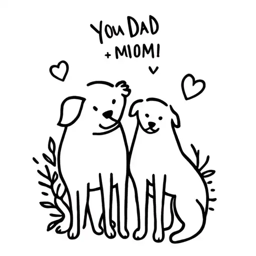 mom dad and dog tattoo design idea