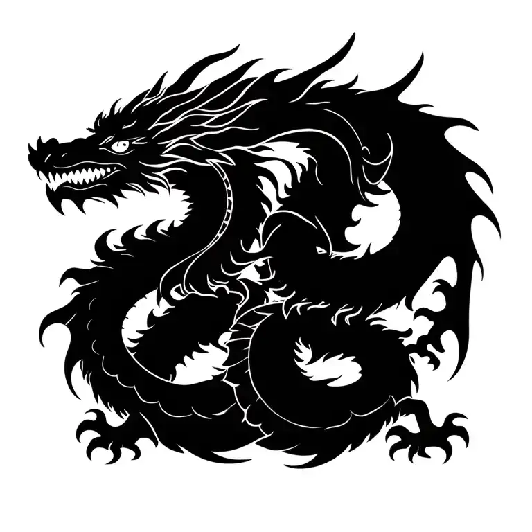 twin Dragon wrapped tattoo design idea