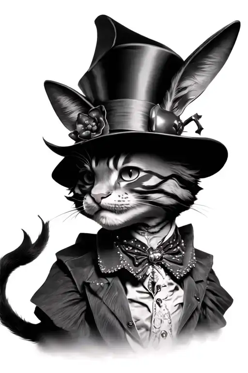 3D mad hatter Cheshire Cat red queen March hare tattoo design idea