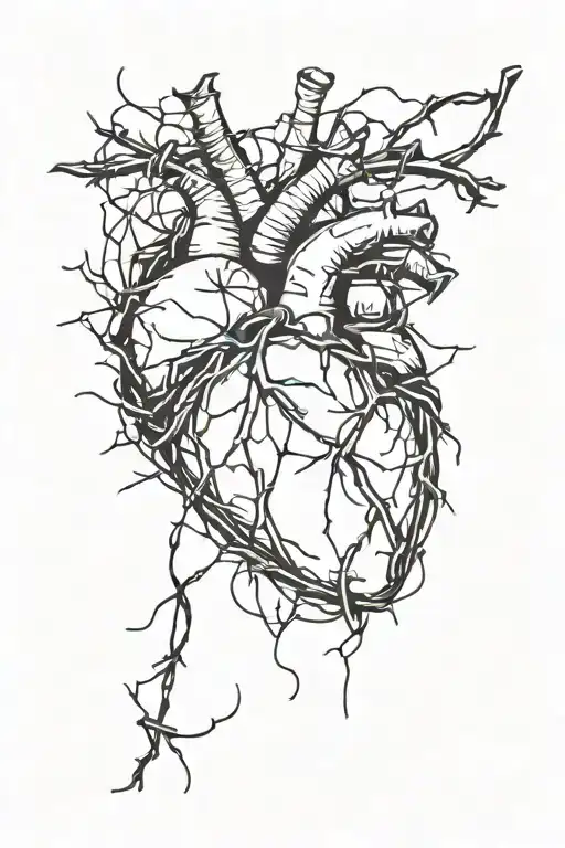 a broken heart with barbed wire around it tattoo design idea