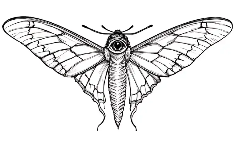 all seeing eye on moth wings spread wings with head tattoo design idea