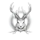 Jackalope snarling tattoo design idea