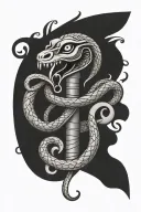 snake surrounding ankh and eye of horus tattoo design idea