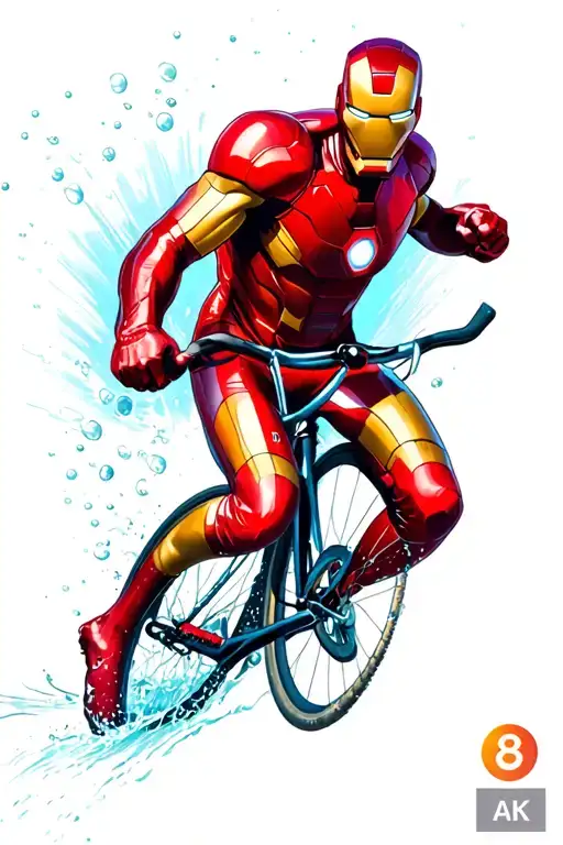 ironman doing running swimming and riding a bike tattoo design idea
