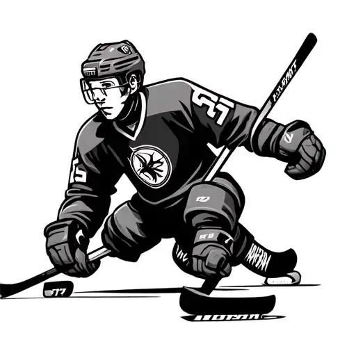 stick man hockey player tattoo design idea