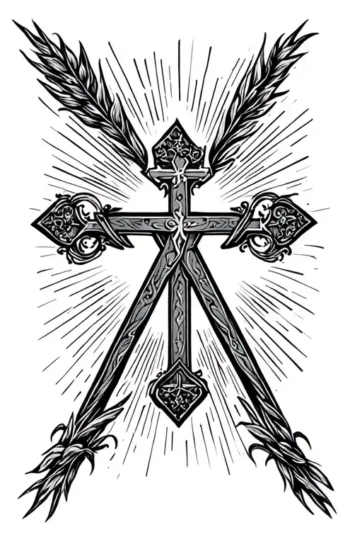Christian Cross with holy trinity triangle where the cross intersects tattoo design idea