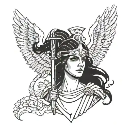 Athena going to war tattoo design idea