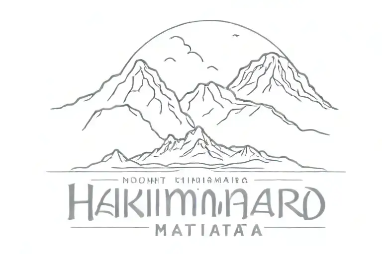 Mount Kilimanjaro with Hakuna Matata written below tattoo design idea