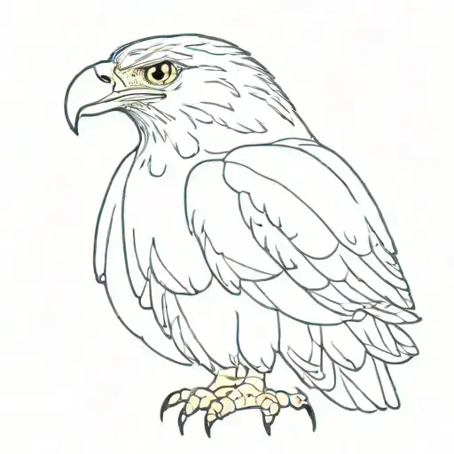 Small golden eagle from birds eye view with some designs around it  tattoo design idea