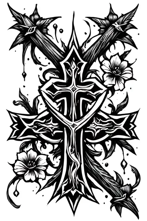 triple cross tattoo tattoo design idea