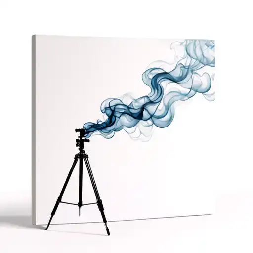 A canvas with a tripod with some shades of smoke forming tattoo design idea