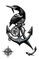 albatross and compass and anchor intertwined tattoo design idea