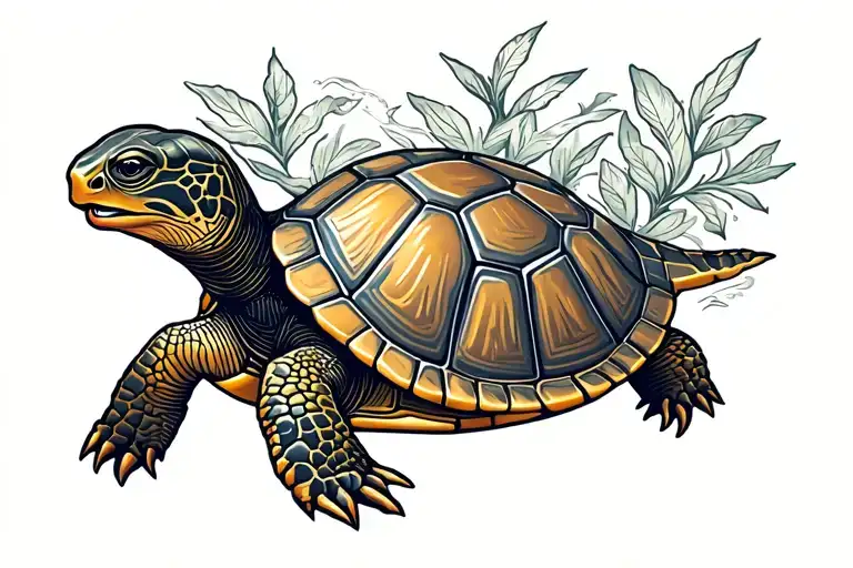golden shellback turtle tattoo design idea