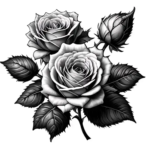 a lot of thorn roses blooming tattoo design idea