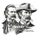 Wyatt earp with quote fast is fine but accuracy is final, you have to learn to be slow in a hurry  tattoo design idea