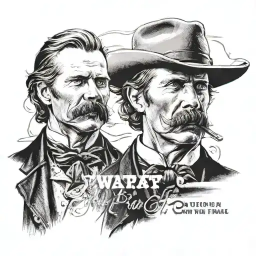 Wyatt earp with quote fast is fine but accuracy is final, you have to learn to be slow in a hurry  tattoo design idea