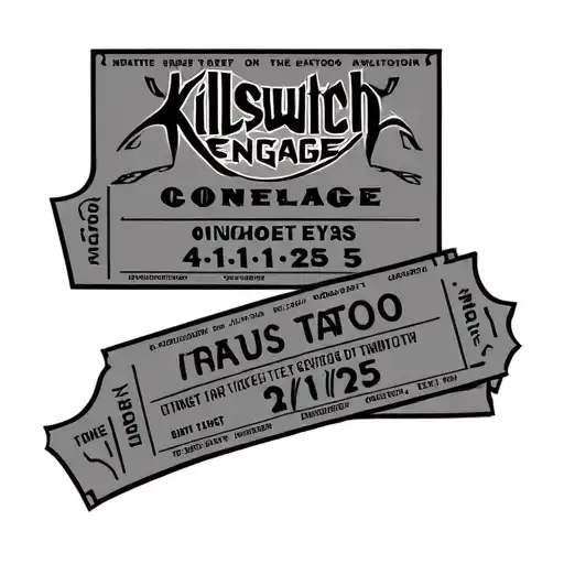 concert ticket with band name "Killswitch Engage" and the date "4/11/25 tattoo design idea