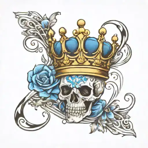D💙N with crown on top of D inside the infinity ♾️ sign tattoo design idea