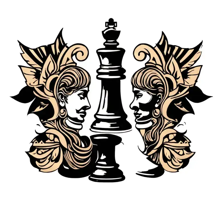 chess queen in tribal inspired design tattoo design idea