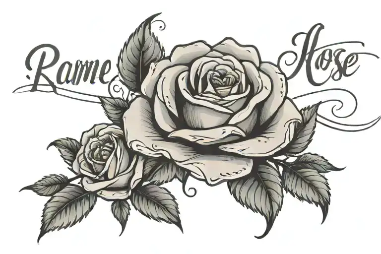 name written rose wrapped tattoo design idea