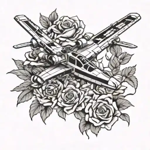 x wing with roses  tattoo design idea