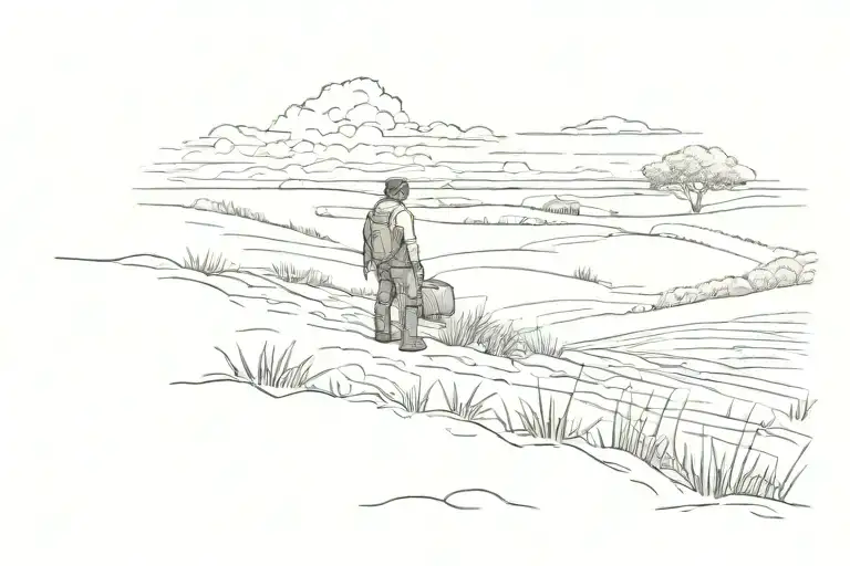 Alone and thoughtful the most deserted fields tattoo design idea