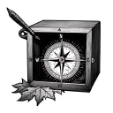 compass and winter oak tattoo design idea